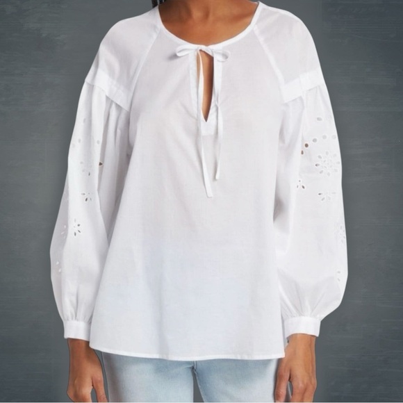 NWOT Rails ‘Dari’ Eyelet Drop Shoulder Tunic Top in “Beach White” Size Medium - Picture 2 of 16